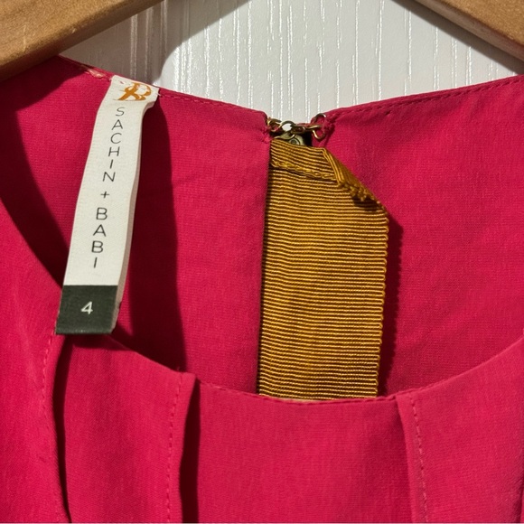 Sachin + Babi Bright Pink & Mustard Yellow Mini Dress Size 4 - Picture 4 of 8